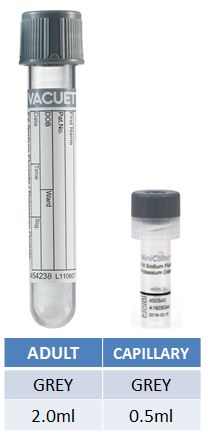 Fluoride/oxalate tube (grey)